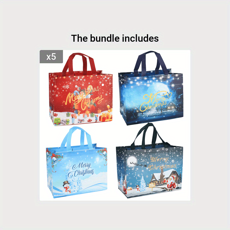 4pcs Large Christmas Gift Bags Christmas Tote Bags With Handles
