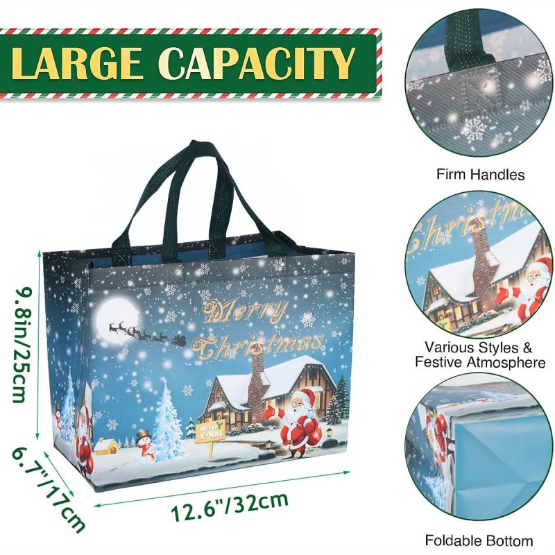 4pcs Large Christmas Gift Bags Christmas Tote Bags With Handles