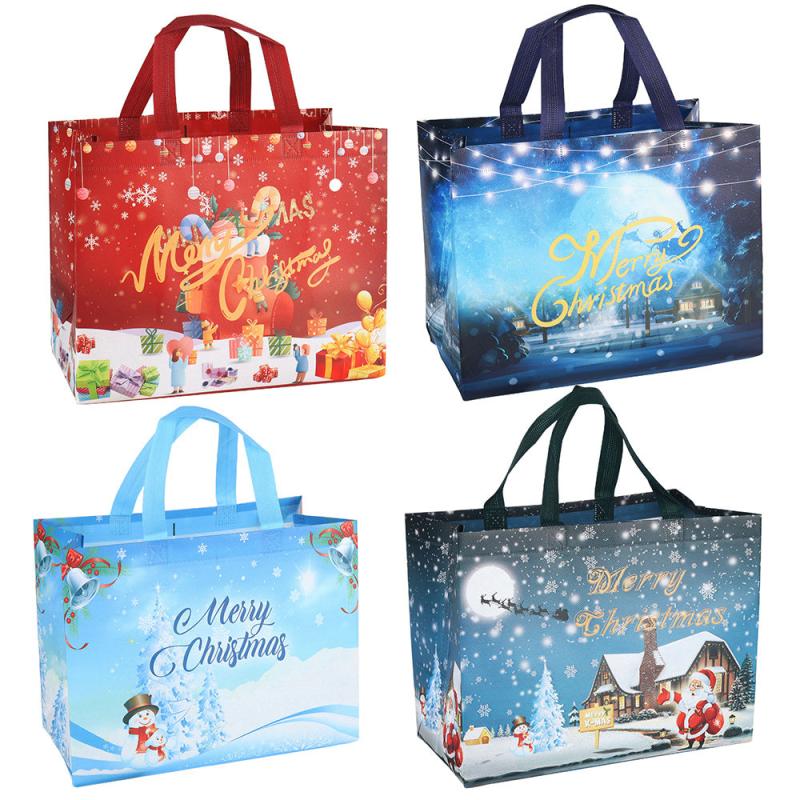 4pcs Large Christmas Gift Bags Christmas Tote Bags With Handles