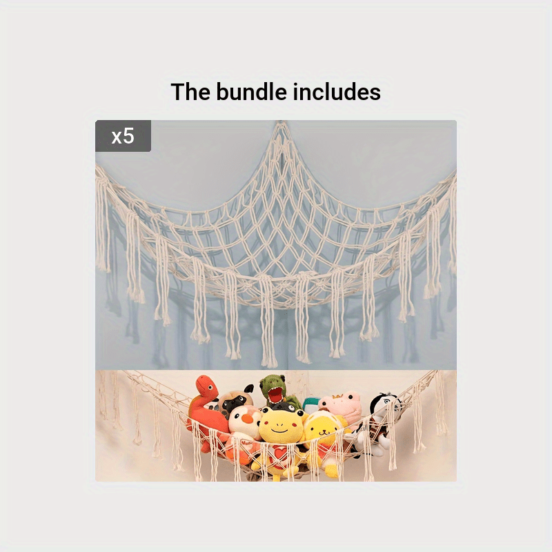 Boho Stuffed Animals Net Hammock Toy Hammock Plush Toy Organizer