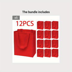 12pcs Red Gift Bag Small Tote Bags With Handles Reusable Non woven Bags