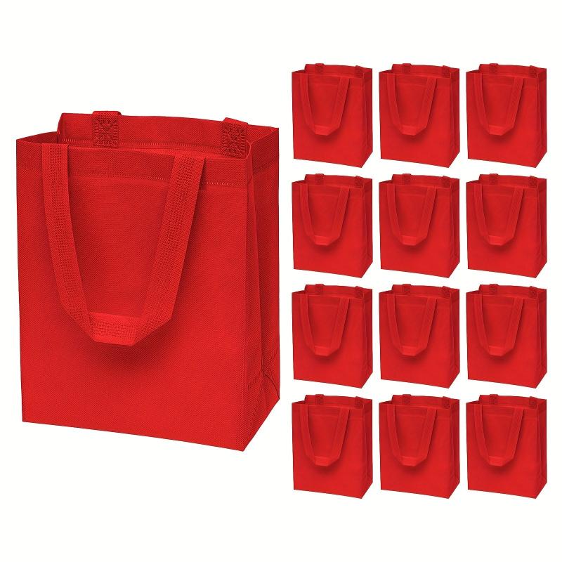 12pcs Red Gift Bag Small Tote Bags With Handles Reusable Non woven Bags