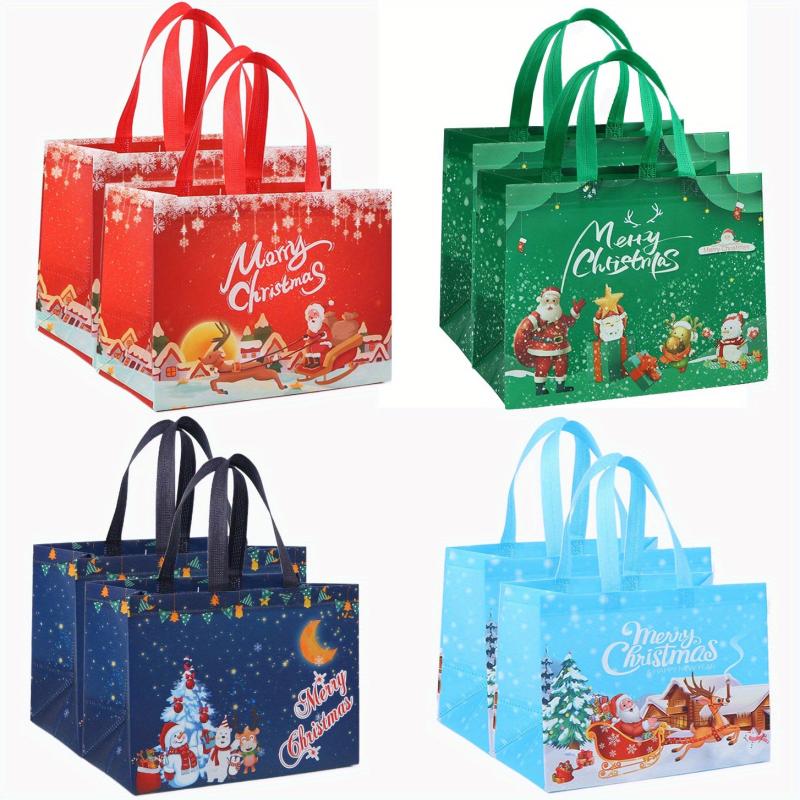 8pcs Christmas Gift Bags Holiday Tote Bags Party Supplies Reusable Non Woven Sho