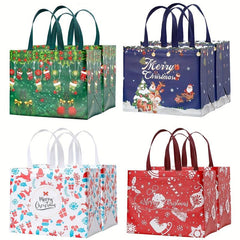 8pcs Christmas Gift Bags Holiday Tote Bags Party Supplies Reusable Non Woven Sho