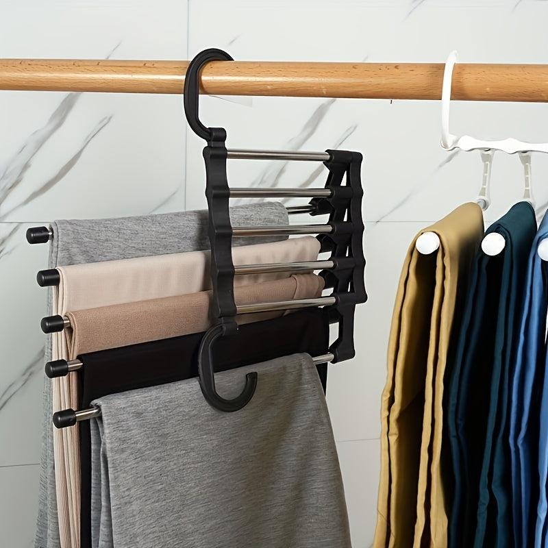 5 In 1 Stainless Steel Trouser Hanger Telescopic Folding Storage Rack