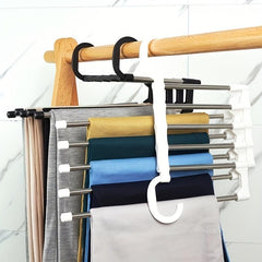 5 In 1 Stainless Steel Trouser Hanger Telescopic Folding Storage Rack