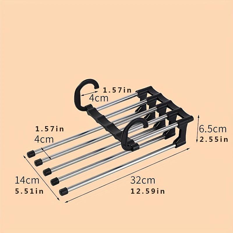 5 In 1 Stainless Steel Trouser Hanger Telescopic Folding Storage Rack