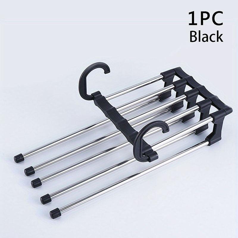 5 In 1 Stainless Steel Trouser Hanger Telescopic Folding Storage Rack