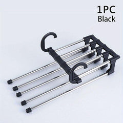 5 In 1 Stainless Steel Trouser Hanger Telescopic Folding Storage Rack