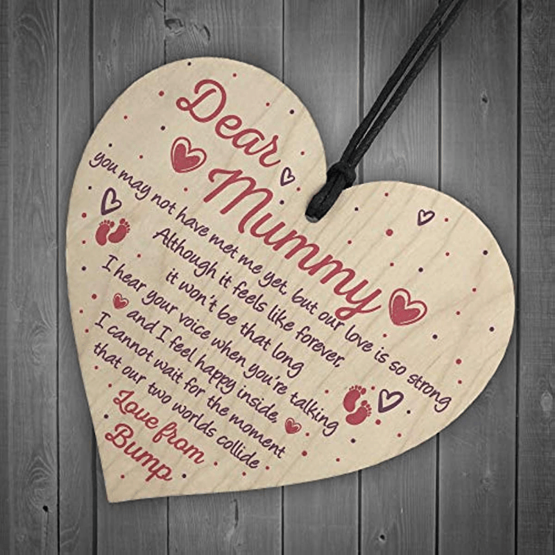 Mummy To Be From Bump Baby Shower Wooden Heart Keepsake