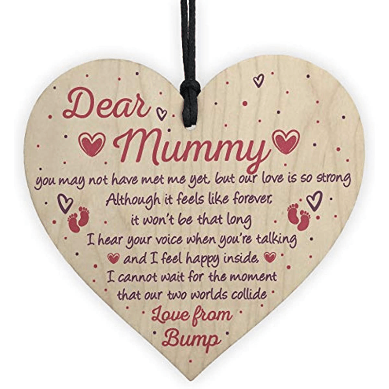 Mummy To Be From Bump Baby Shower Wooden Heart Keepsake
