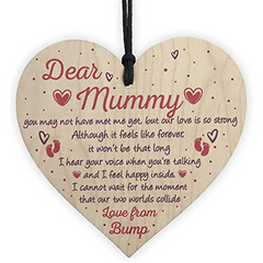 Mummy To Be From Bump Baby Shower Wooden Heart Keepsake
