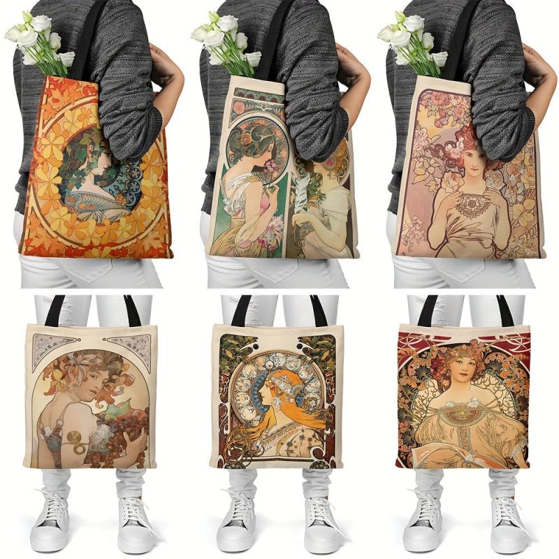 Musa Series Digital Printed Canvas Bag Convertible Tote Bag Retro Canvas