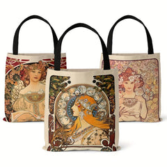 Musa Series Digital Printed Canvas Bag Convertible Tote Bag Retro Canvas
