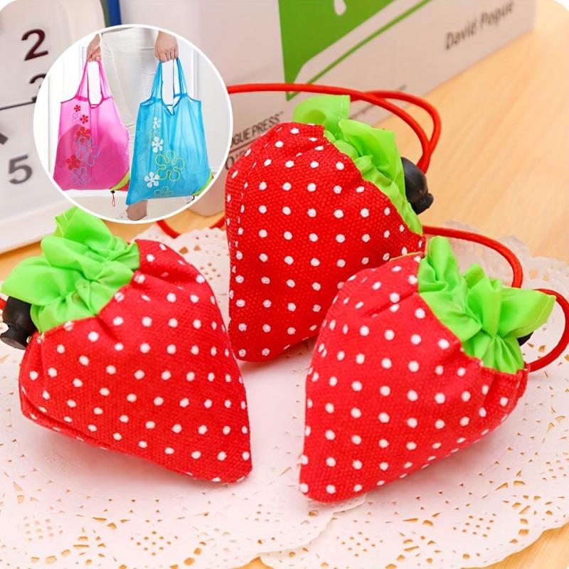 Large Strawberry Portable Shopping Travel Tote Bag Eco Friendly