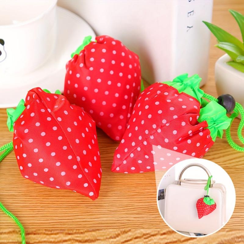 Large Strawberry Portable Shopping Travel Tote Bag Eco Friendly