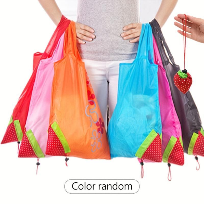 Large Strawberry Portable Shopping Travel Tote Bag Eco Friendly