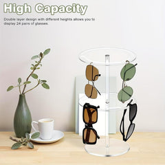 Acrylic Sunglasses Storage Rack 360 Degree Rotating Glasses Display Stand