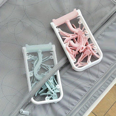 Multifunctional Folding Hanger Clothes Socks Hanger 12 Clips