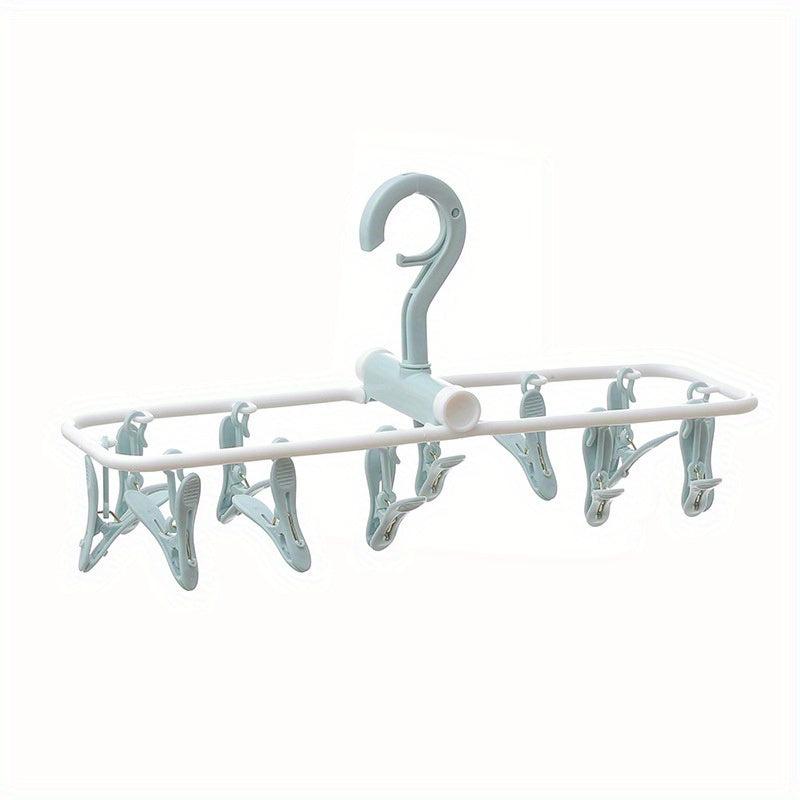 Multifunctional Folding Hanger Clothes Socks Hanger 12 Clips