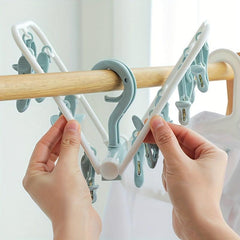 Multifunctional Folding Hanger Clothes Socks Hanger 12 Clips
