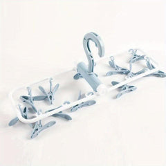 Multifunctional Folding Hanger Clothes Socks Hanger 12 Clips