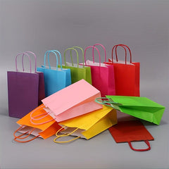 10 Colored Cowhide Paper Bags for Takeout Packaging & Carrying