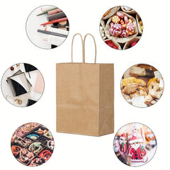 10 Colored Cowhide Paper Bags for Takeout Packaging & Carrying