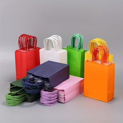 10 Colored Cowhide Paper Bags for Takeout Packaging & Carrying