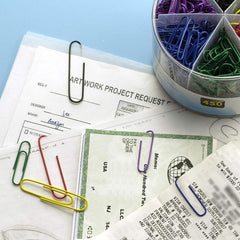 300pcs Coated Paper Clips Tub Office Paper Clamp