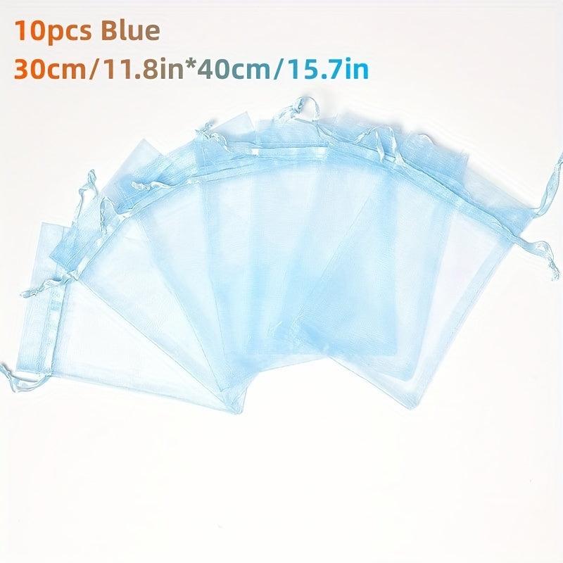 10pcs Large Organza Bags Sheer Gift Pouches with Drawstring
