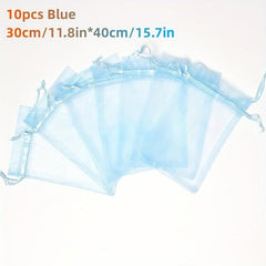 10pcs Large Organza Bags Sheer Gift Pouches with Drawstring