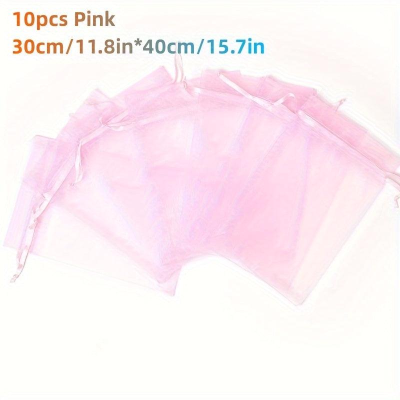 10pcs Large Organza Bags Sheer Gift Pouches with Drawstring