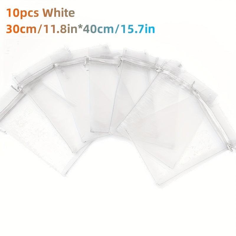 10pcs Large Organza Bags Sheer Gift Pouches with Drawstring