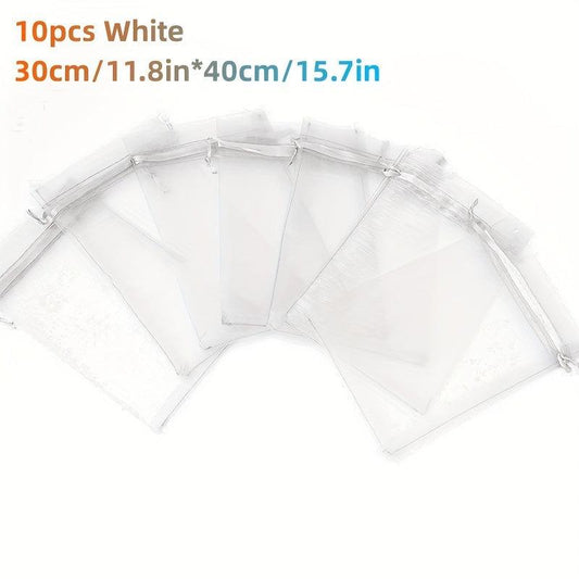 10pcs Large Organza Bags Sheer Gift Pouches with Drawstring