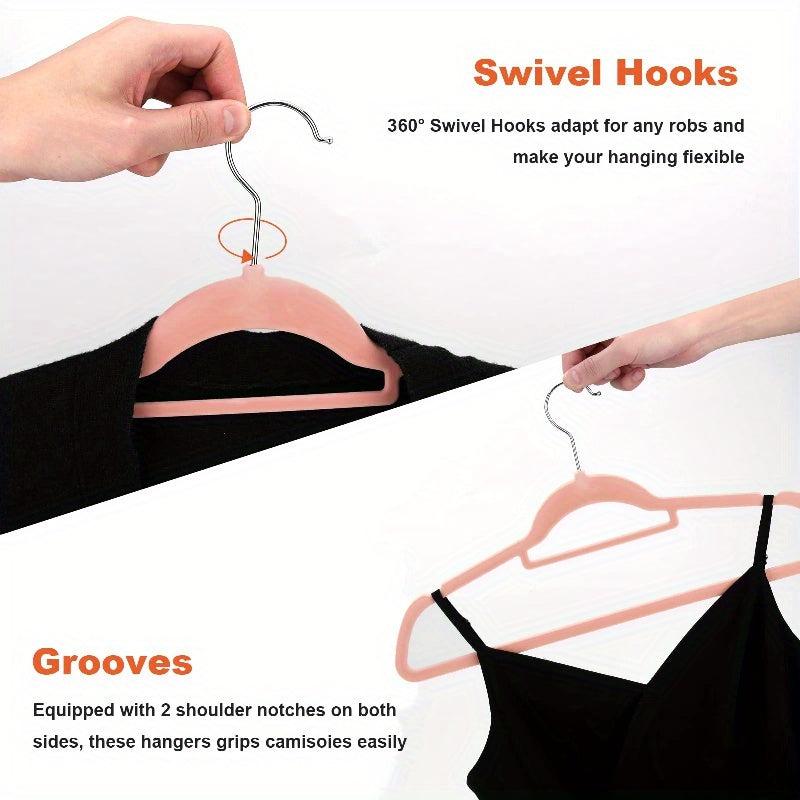 5pcs Velvet Hangers Swivel Hooks Slim Space Saving Heavy Duty Hangers