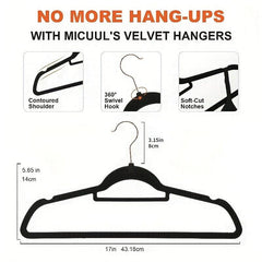 5pcs Velvet Hangers Swivel Hooks Slim Space Saving Heavy Duty Hangers