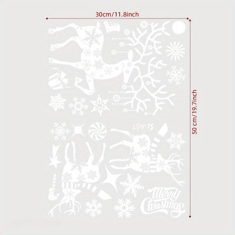 Large Christmas Window Stickers Snowflake Elk Xmas Tree Sticker Merry Christmas