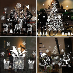 Large Christmas Window Stickers Snowflake Elk Xmas Tree Sticker Merry Christmas
