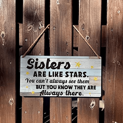 Rustic Farmhouse Wall Art Sisters Are Like Stars - Unique Gift Idea