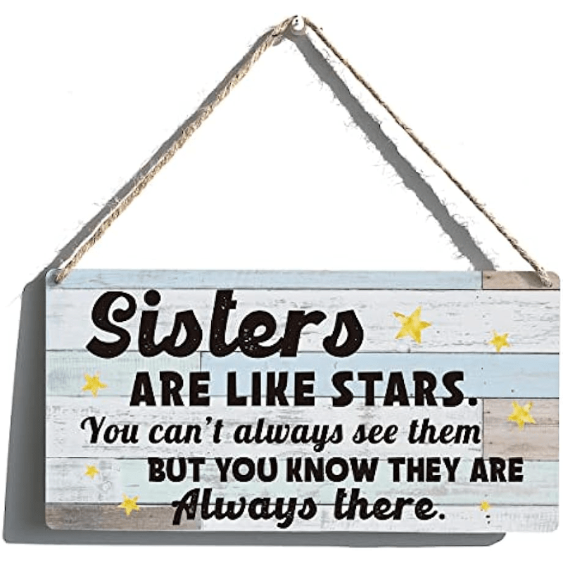 Rustic Farmhouse Wall Art Sisters Are Like Stars - Unique Gift Idea