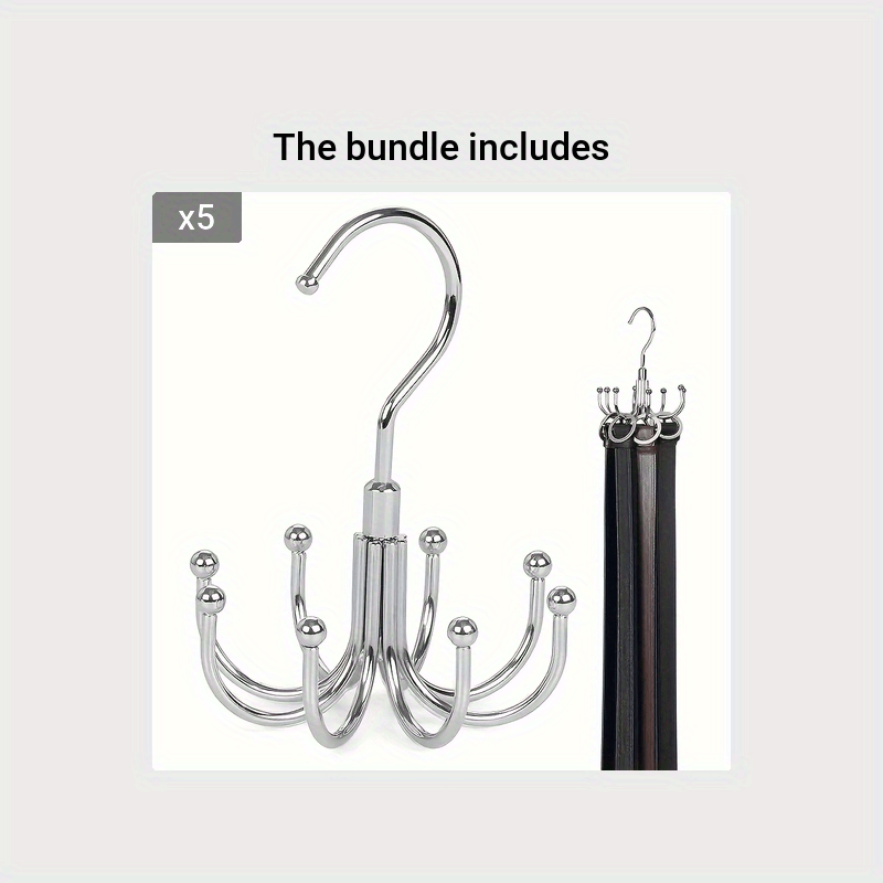 Stainless Steel Rotatable Rack Hook Belt Hanger 8 claw Closet Accessories