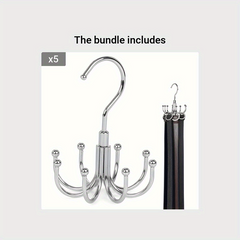 Stainless Steel Rotatable Rack Hook Belt Hanger 8 claw Closet Accessories