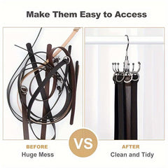 Stainless Steel Rotatable Rack Hook Belt Hanger 8 claw Closet Accessories