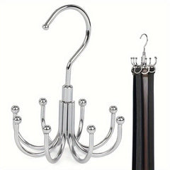 Stainless Steel Rotatable Rack Hook Belt Hanger 8 claw Closet Accessories