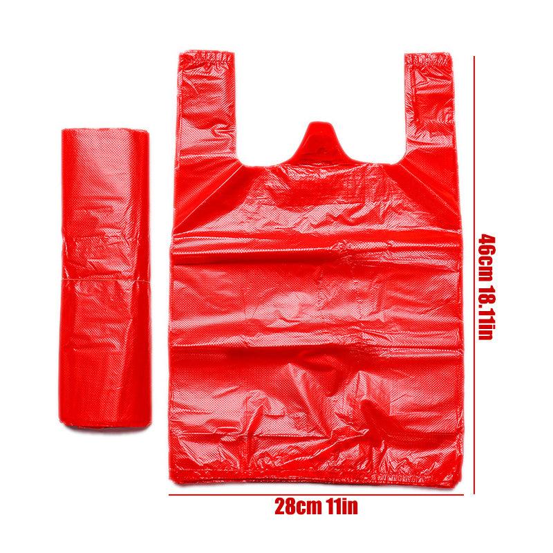 100pcs Red Supermarket Shopping Bags Takeaway Bags Convenience Bags