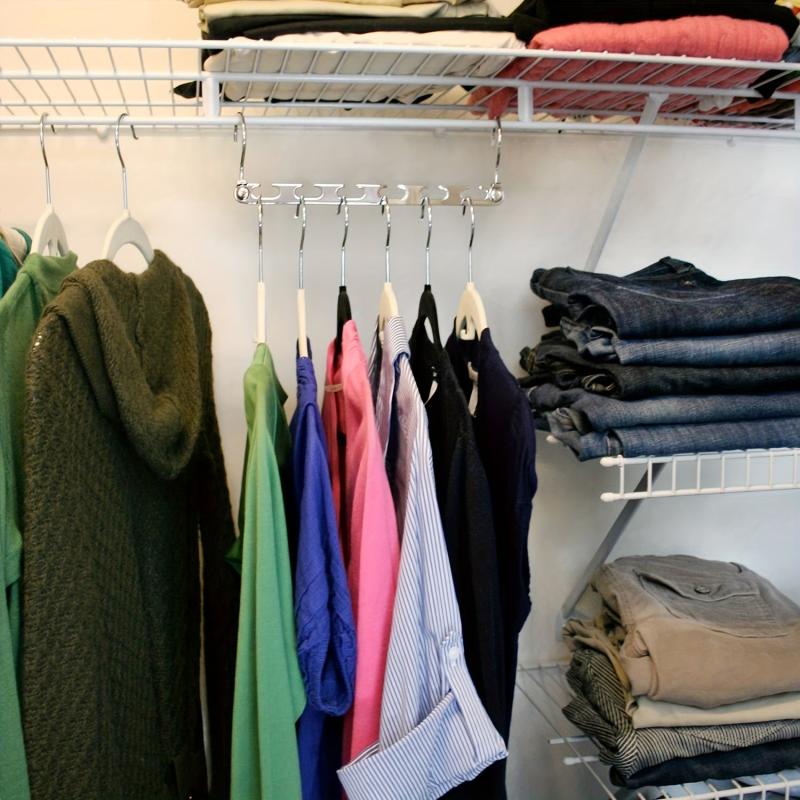 6-Hole Stainless Steel Clothes Hanger - Save Closet Space