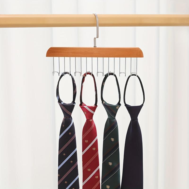 Wooden Hanger with 8 Hooks for Closet Organization