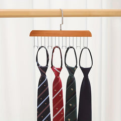 Wooden Hanger with 8 Hooks for Closet Organization