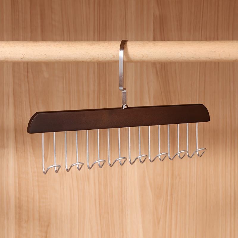 Wooden Hanger with 8 Hooks for Closet Organization